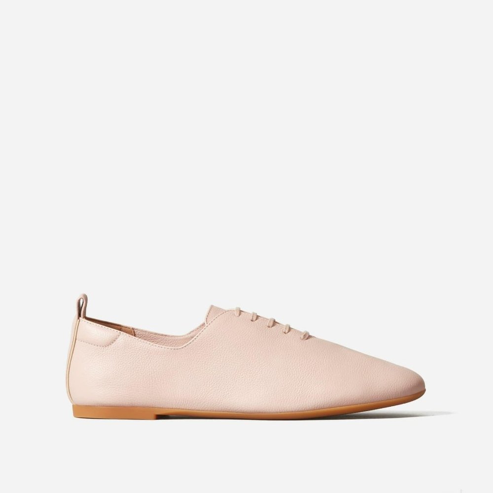 EUC Everlane the leather lace-up flat - blush pink derbys - Picture 4 of 11